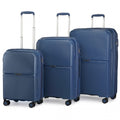 British Traveller 3 Pcs Set Spinner Hard Shell PP Suitcase With TSA Lock - Navy