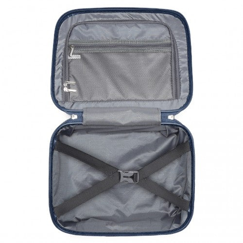 British Traveller 4 Pcs Set Spinner Hard Shell PP Suitcase With TSA Lock And Vanity Case - Navy