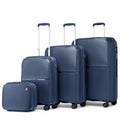 British Traveller 4 Pcs Set Spinner Hard Shell PP Suitcase With TSA Lock And Vanity Case - Navy
