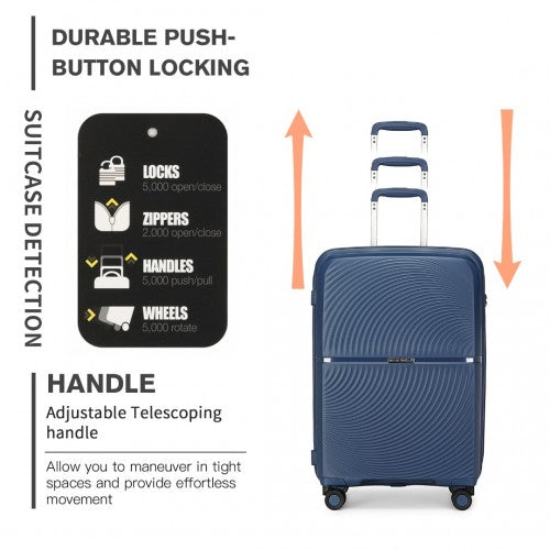 British Traveller 24 Inch Spinner Hard Shell PP Suitcase With TSA Lock - Navy