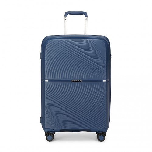 British Traveller 3 Pcs Set Spinner Hard Shell PP Suitcase With TSA Lock - Navy