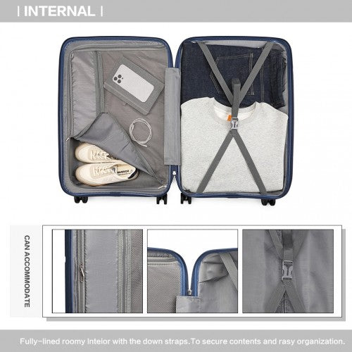 British Traveller 24 Inch Spinner Hard Shell PP Suitcase With TSA Lock - Navy