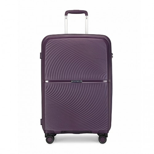 British Traveller 3 Pcs Set Spinner Hard Shell PP Suitcase With TSA Lock - Purple