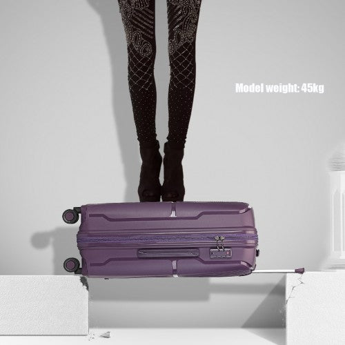 British Traveller 20 Inch Spinner Hard Shell PP Suitcase With TSA Lock - Purple