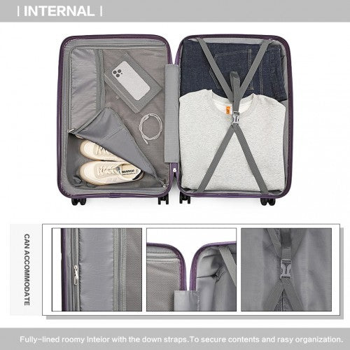 British Traveller 28 Inch Spinner Hard Shell PP Suitcase With TSA Lock - Purple