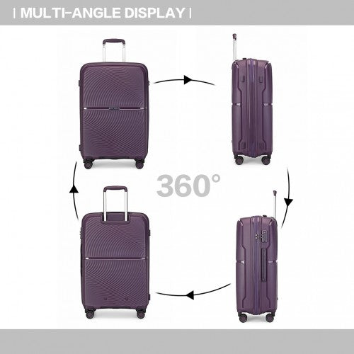 British Traveller 20 Inch Spinner Hard Shell PP Suitcase With TSA Lock - Purple