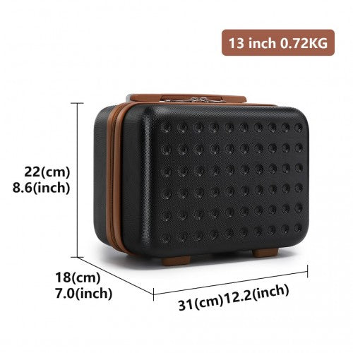 Kono 13/20 Inch Flexible Hard Shell ABS Suitcase With TSA Lock And Vanity Case - Black