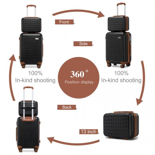 Kono 13/20 Inch Flexible Hard Shell ABS Suitcase With TSA Lock And Vanity Case - Black