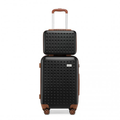 Kono 13/20 Inch Flexible Hard Shell ABS Suitcase With TSA Lock And Vanity Case - Black