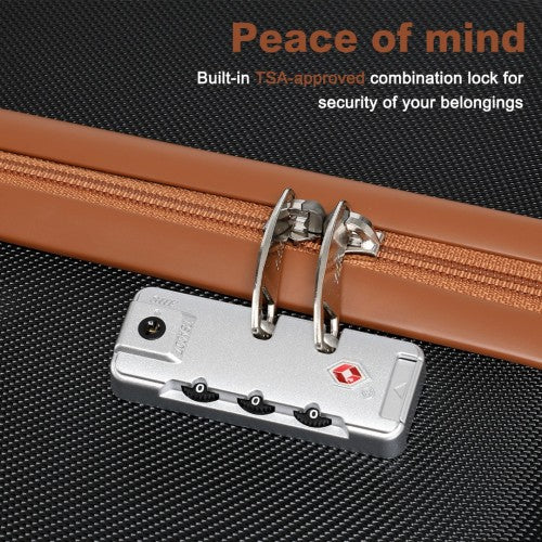 Kono 13/20 Inch Flexible Hard Shell ABS Suitcase With TSA Lock And Vanity Case - Black