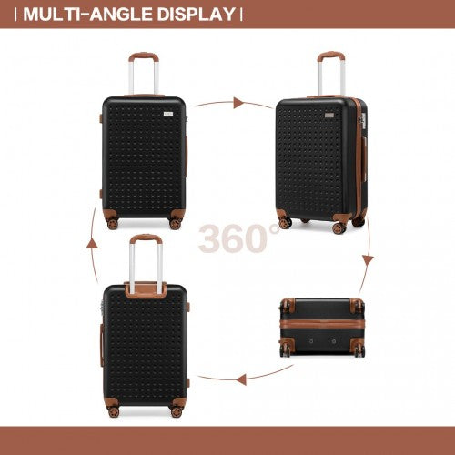 Kono 24 Inch Flexible Hard Shell ABS Suitcase With TSA Lock - Black