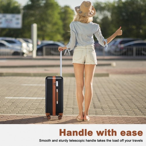 Kono 24 Inch Flexible Hard Shell ABS Suitcase With TSA Lock - Black