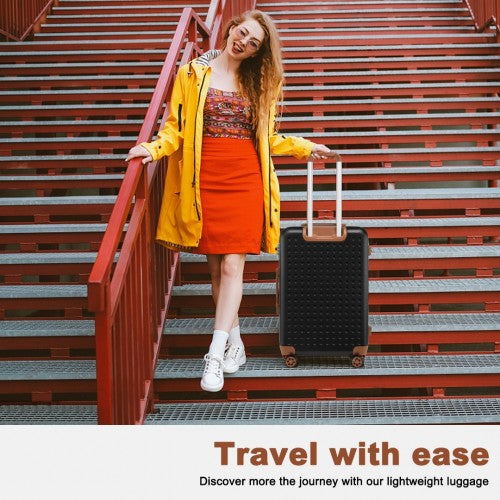 Kono 24 Inch Flexible Hard Shell ABS Suitcase With TSA Lock - Black