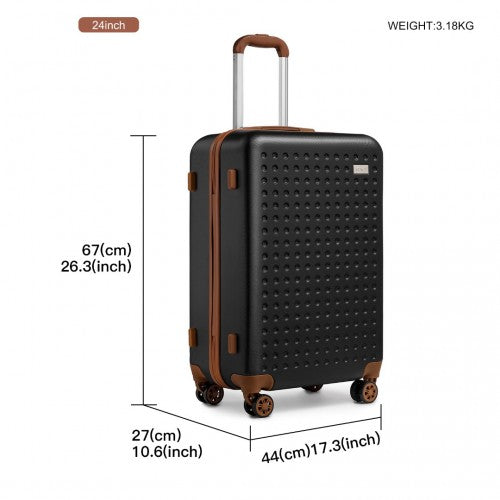 Kono 24 Inch Flexible Hard Shell ABS Suitcase With TSA Lock - Black
