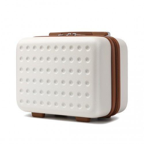 Kono 13 Inch Special Hard Shell ABS Vanity Case - Cream