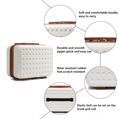 Kono 13 Inch Special Hard Shell ABS Vanity Case - Cream