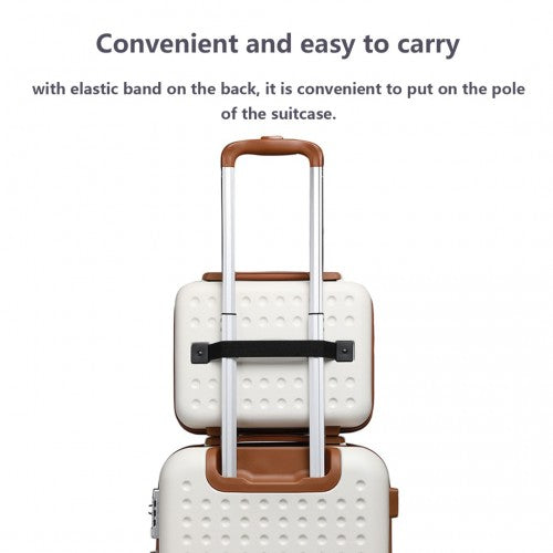 Kono 13 Inch Special Hard Shell ABS Vanity Case - Cream