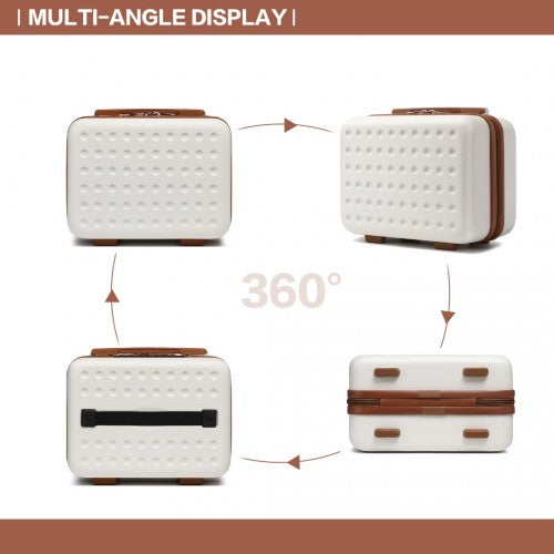 Kono 13 Inch Special Hard Shell ABS Vanity Case - Cream