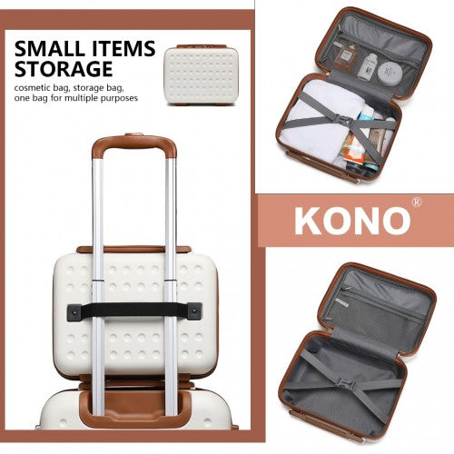 Kono 13 Inch Special Hard Shell ABS Vanity Case - Cream