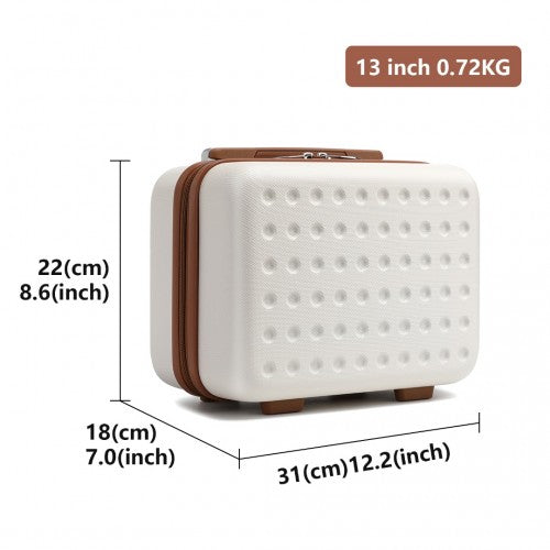 Kono 13 Inch Special Hard Shell ABS Vanity Case - Cream