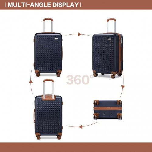 Kono 24 Inch Flexible Hard Shell ABS Suitcase With TSA Lock - Navy
