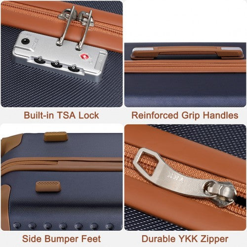 Kono 24 Inch Flexible Hard Shell ABS Suitcase With TSA Lock - Navy