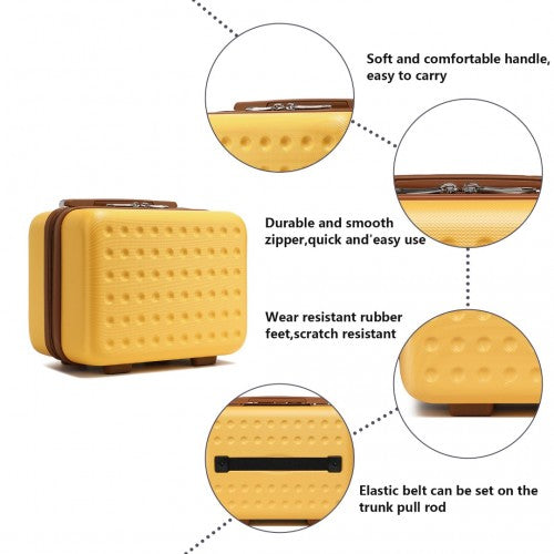 Kono 13 Inch Special Hard Shell ABS Vanity Case - Yellow