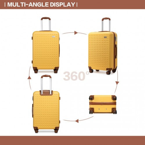 Kono 24 Inch Flexible Hard Shell ABS Suitcase With TSA Lock - Yellow
