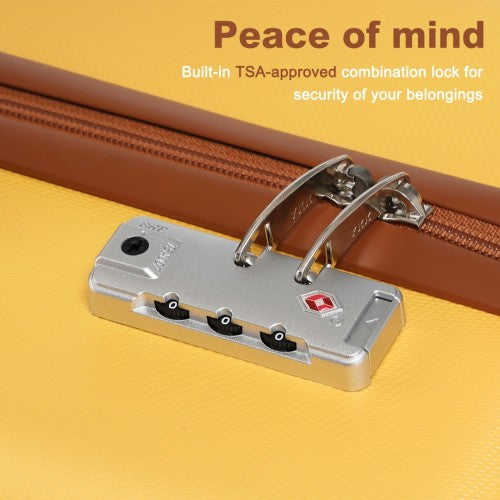 Kono 24 Inch Flexible Hard Shell ABS Suitcase With TSA Lock - Yellow