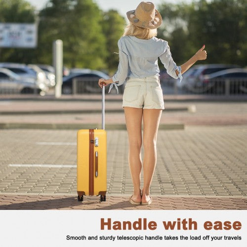 Kono 24 Inch Flexible Hard Shell ABS Suitcase With TSA Lock - Yellow