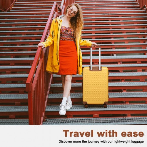 Kono 24 Inch Flexible Hard Shell ABS Suitcase With TSA Lock - Yellow