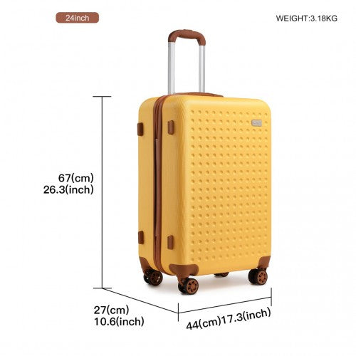 Kono 24 Inch Flexible Hard Shell ABS Suitcase With TSA Lock - Yellow