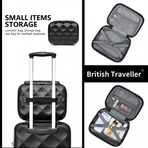 British Traveller 13 Inch Ultralight ABS And Polycarbonate Vanity Case - Black