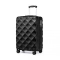 British Traveller 20 Inch Ultralight ABS And Polycarbonate Bumpy Diamond Suitcase With TSA Lock - Black