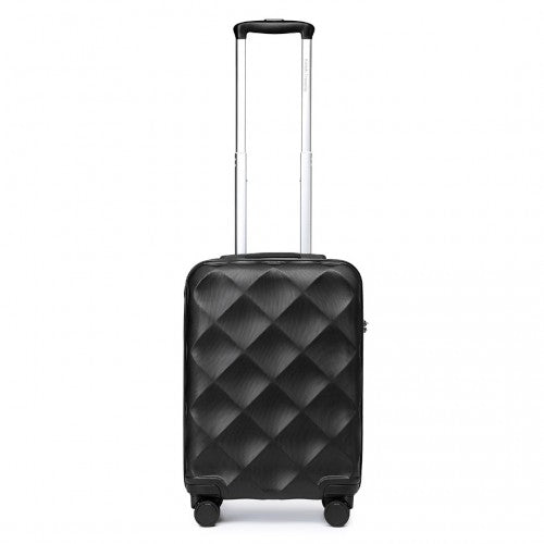 British Traveller 20 Inch Ultralight ABS And Polycarbonate Bumpy Diamond Suitcase With TSA Lock - Black