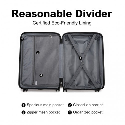 British Traveller 20 Inch Ultralight ABS And Polycarbonate Bumpy Diamond Suitcase With TSA Lock - Black