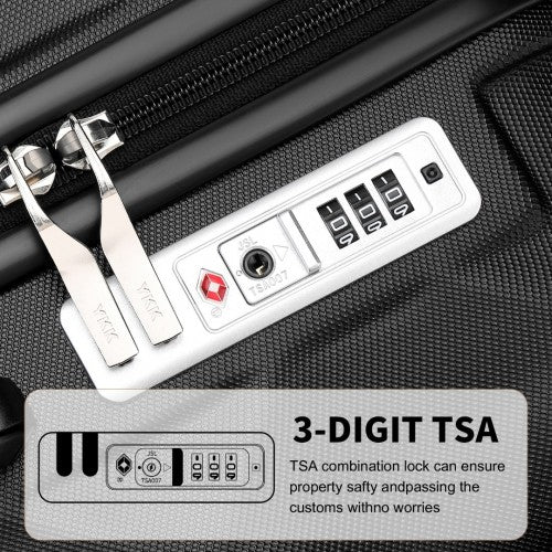 British Traveller 24 Inch Ultralight ABS And Polycarbonate Bumpy Diamond Suitcase With TSA Lock - Black