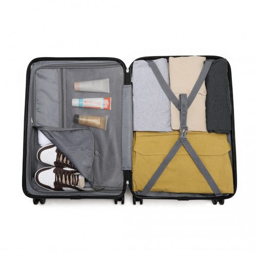 British Traveller 24 Inch Ultralight ABS And Polycarbonate Bumpy Diamond Suitcase With TSA Lock - Black