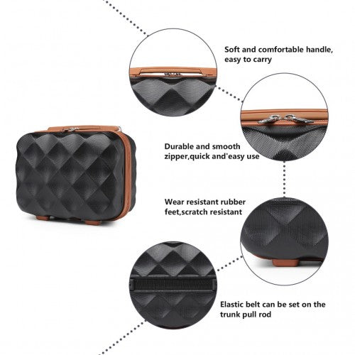 British Traveller 13 Inch Ultralight ABS And Polycarbonate Vanity Case - Black And Brown