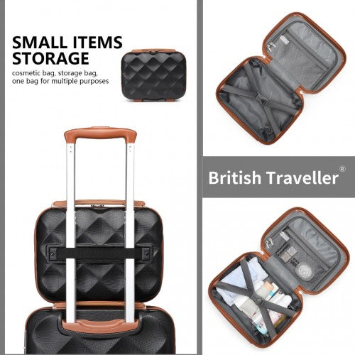 British Traveller 13 Inch Ultralight ABS And Polycarbonate Vanity Case - Black And Brown