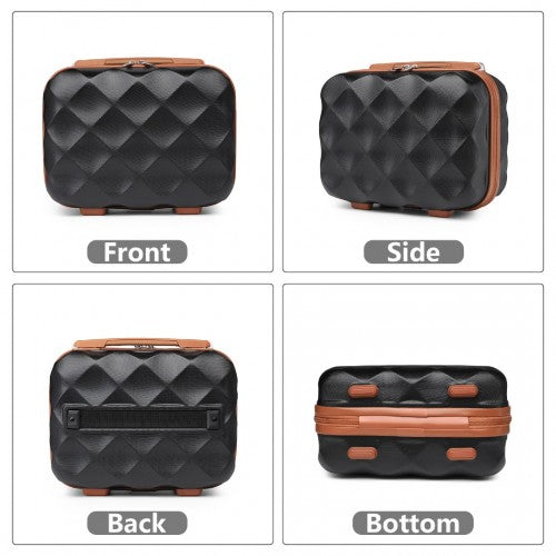 British Traveller 13 Inch Ultralight ABS And Polycarbonate Vanity Case - Black And Brown