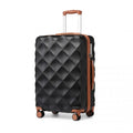 British Traveller 24 Inch Ultralight ABS And Polycarbonate Bumpy Diamond Suitcase With TSA Lock - Black And Brown