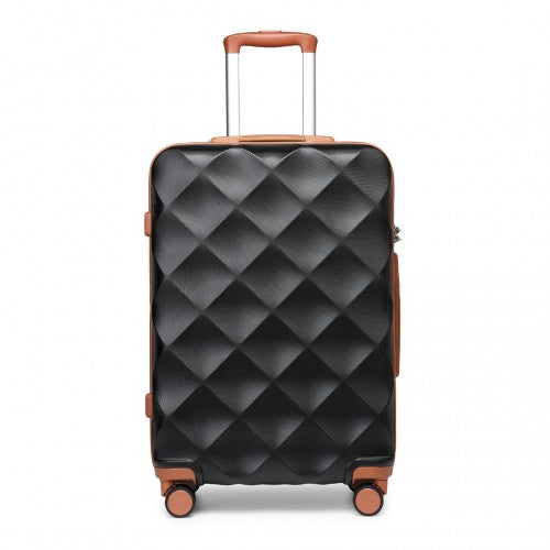 British Traveller 24 Inch Ultralight ABS And Polycarbonate Bumpy Diamond Suitcase With TSA Lock - Black And Brown