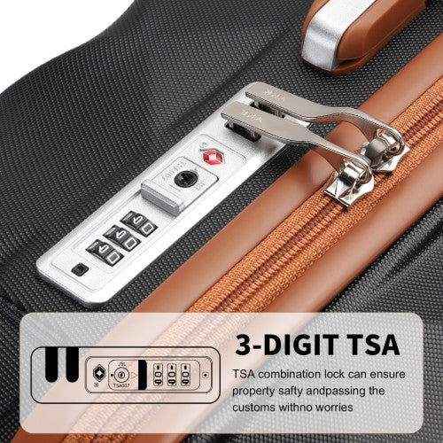 British Traveller 24 Inch Ultralight ABS And Polycarbonate Bumpy Diamond Suitcase With TSA Lock - Black And Brown