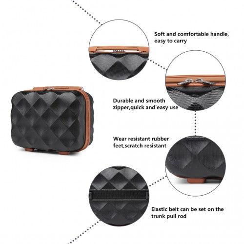 British Traveller 6 Piece Ultralight ABS And Polycarbonate Suitcase Set With Travel Tote And Cosmetic Pouch - Black And Brown