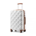 British Traveller 24 Inch Ultralight ABS And Polycarbonate Bumpy Diamond Suitcase With TSA Lock - Cream