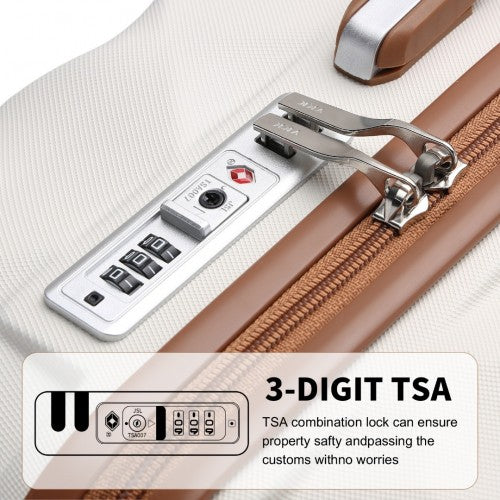 British Traveller 24 Inch Ultralight ABS And Polycarbonate Bumpy Diamond Suitcase With TSA Lock - Cream
