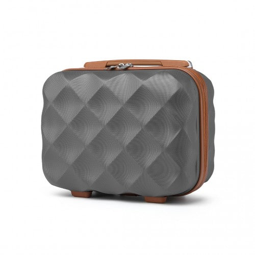 British Traveller 13 Inch Ultralight ABS And Polycarbonate Vanity Case - Grey And Brown