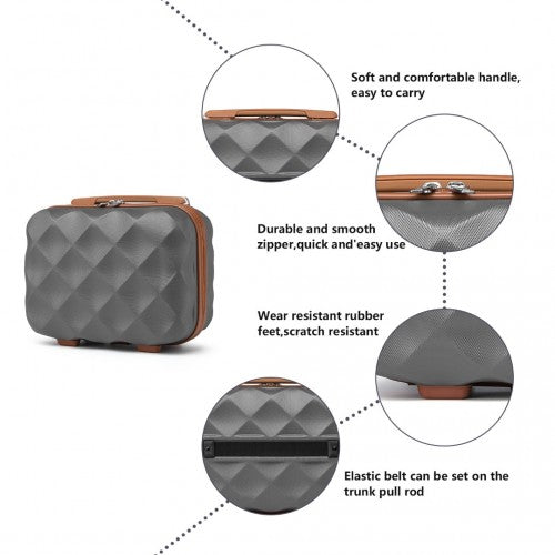 British Traveller 13 Inch Ultralight ABS And Polycarbonate Vanity Case - Grey And Brown