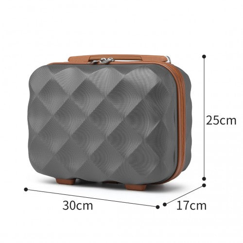 British Traveller 13 Inch Ultralight ABS And Polycarbonate Vanity Case - Grey And Brown